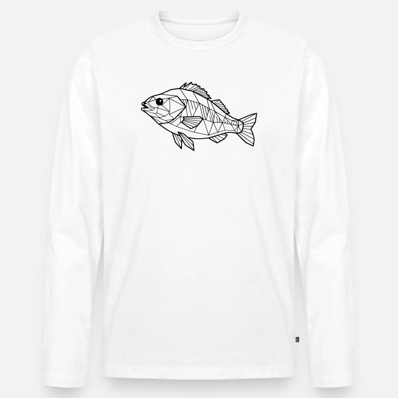 Geometrischer Flussbarsch Low Poly - Männer Premium Bio Langarmshirt - Weiß