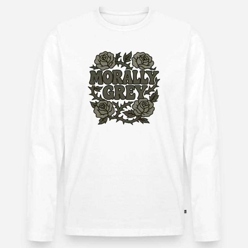 Moralisch Grey Roses Grunge - Männer Premium Bio Langarmshirt - Weiß
