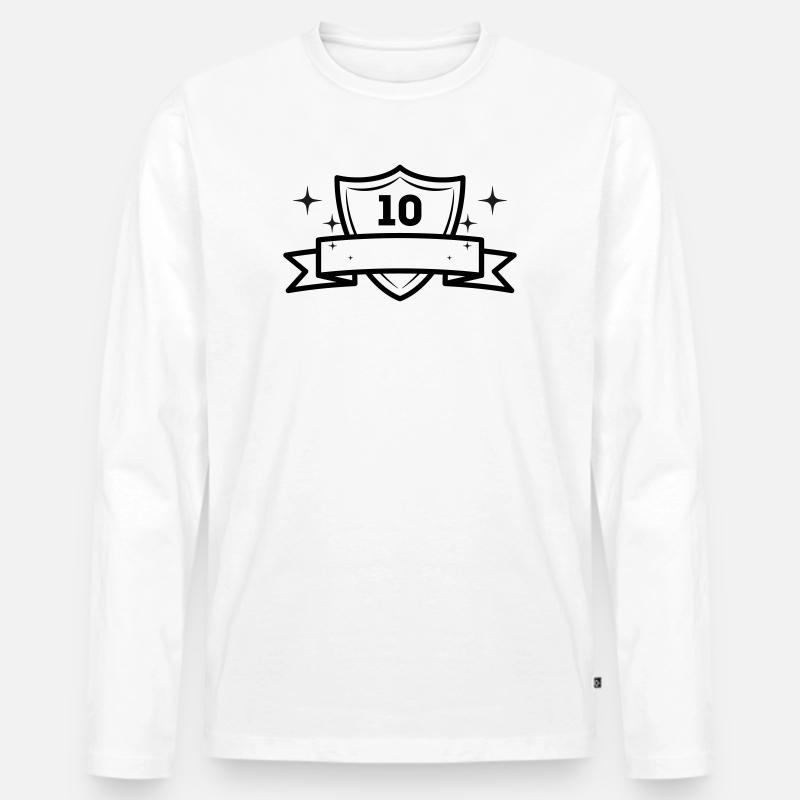 10 Jahre Jubiläum Geschenk - Männer Premium Bio Langarmshirt - Weiß