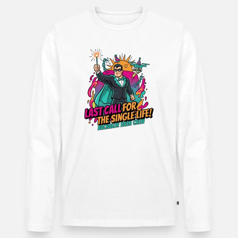 Letzter Ruf fürs Singleleben - Männer Premium Bio Langarmshirt - Weiß