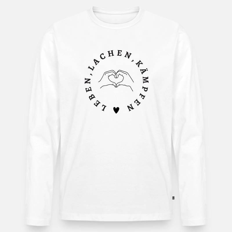 Leben Lachen Kämpfen – Starkes Statement Design - Männer Premium Bio Langarmshirt - Weiß
