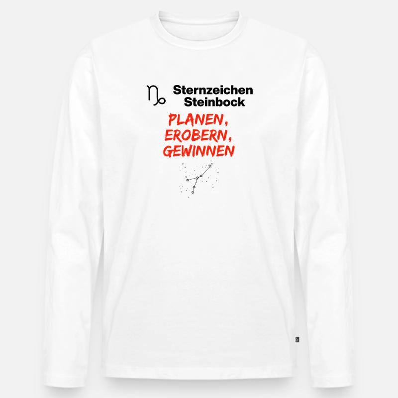 Sternzeichen Steinbock – Planen, Erobern, Gewinnen - Männer Premium Bio Langarmshirt - Weiß