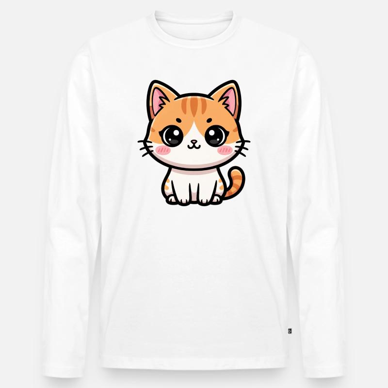 Chibi Tabby Kätzchen-Tee Art - Männer Premium Bio Langarmshirt - Weiß