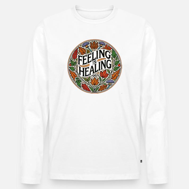Feeling ist Healing Circle Tee - Männer Premium Bio Langarmshirt - Weiß