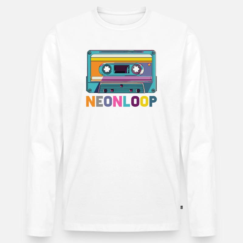 Neon Loop Kassettendesign - Männer Premium Bio Langarmshirt - Weiß