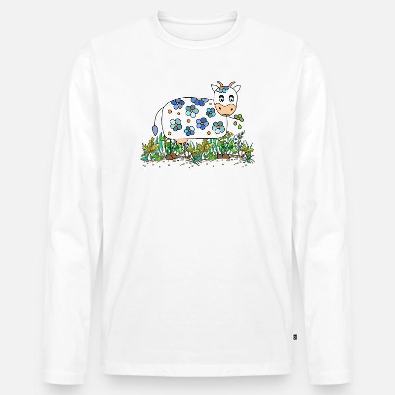 Kuh - Männer Premium Bio Langarmshirt - Weiß