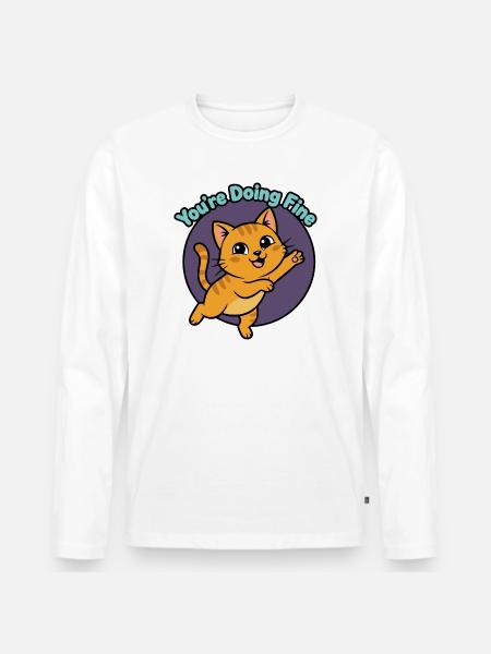 Katzen-Mutmacher: You're Doing Fine - Männer Premium Bio Langarmshirt - Weiß