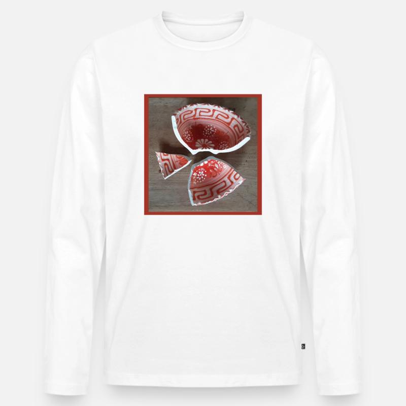 zerbrochene Schale Musterung  - Männer Premium Bio Langarmshirt - Weiß
