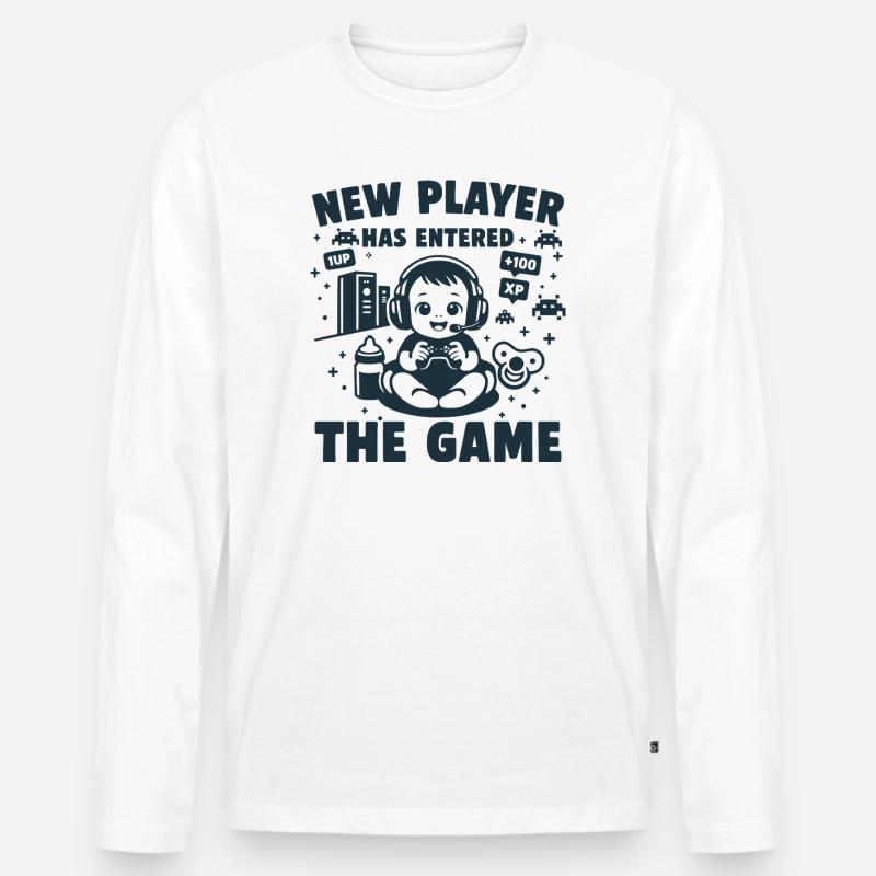 New Player has entered the Game - Männer Premium Bio Langarmshirt - Weiß