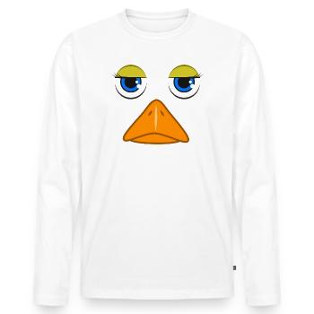 Cute Duck Face Funny Bird Mallard Quack Lover Art - Men's Premium Organic Long Sleeve Shirt - white - Front - Nico (187cm)