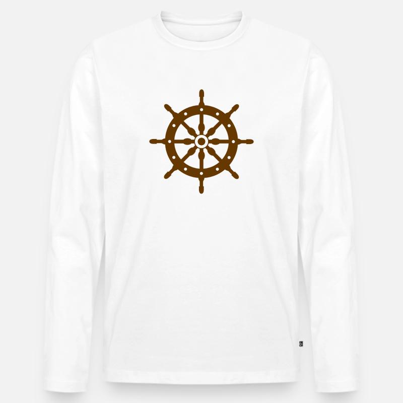 Schiffsrad - Männer Premium Bio Langarmshirt - Weiß