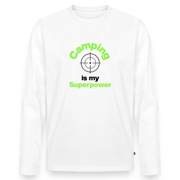 Le camping est mon superpouvoir, joueur, joueur FPS - T-shirt manches longues Premium bio Homme - blanc - Devant - Nico (187cm)