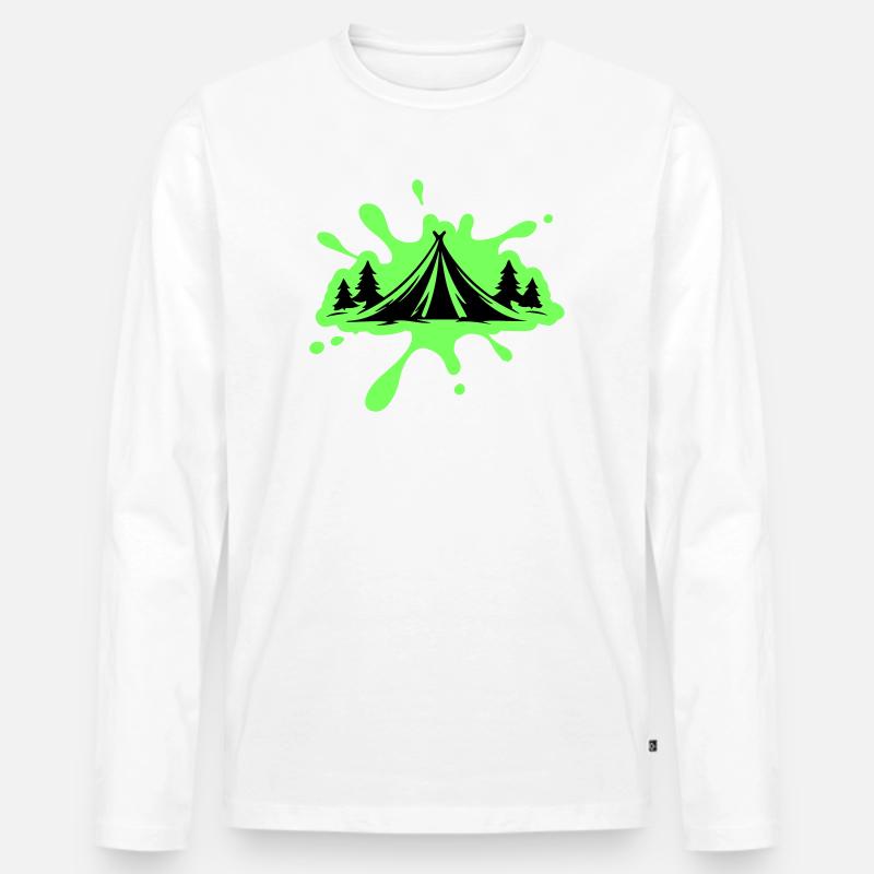 Camping Zelt Natur Klecks - Männer Premium Bio Langarmshirt - Weiß