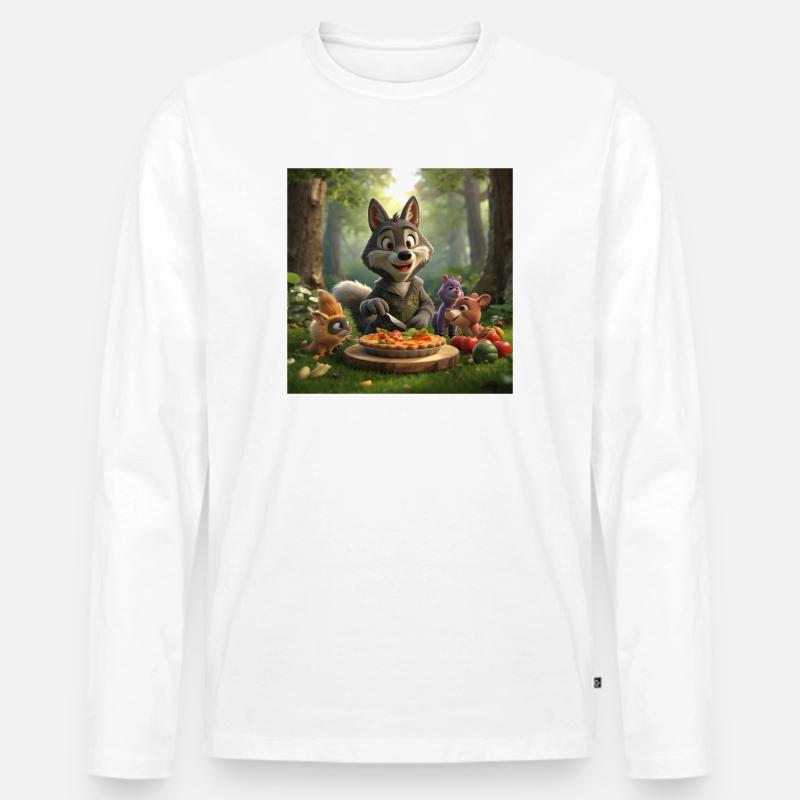 Wolf, grauer Wolf, Plüschwolf - Männer Premium Bio Langarmshirt - Weiß