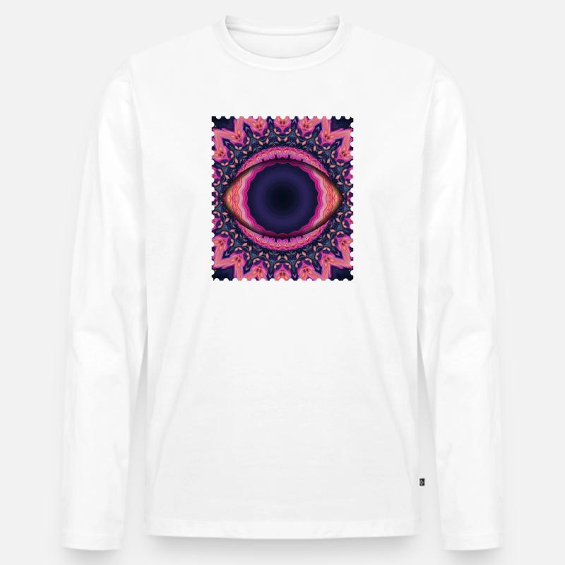 Psychedelisches Augenmandala - Männer Premium Bio Langarmshirt - Weiß