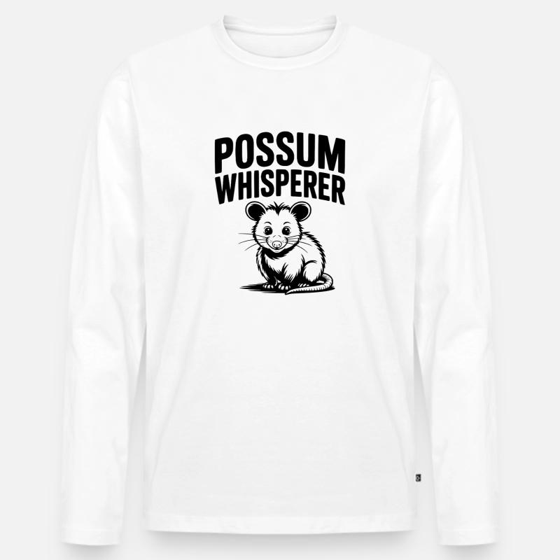 Opossum-Flüsterer - Männer Premium Bio Langarmshirt - Weiß