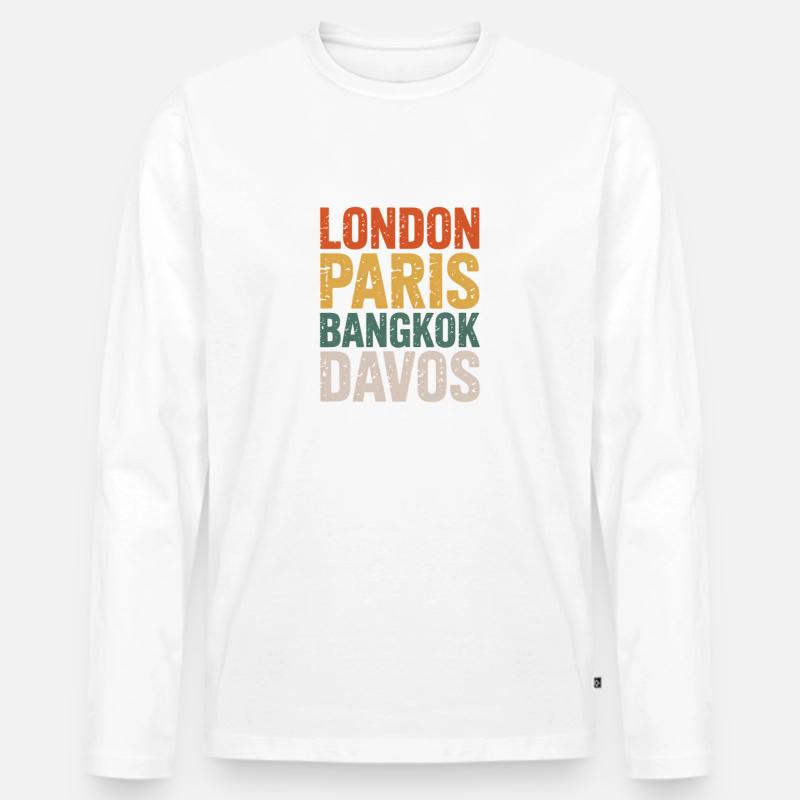 Davos - Männer Premium Bio Langarmshirt - Weiß