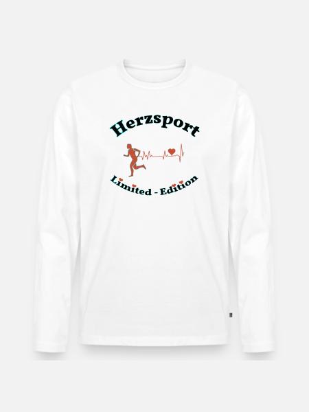 Herzsport - Männer Premium Bio Langarmshirt - Weiß