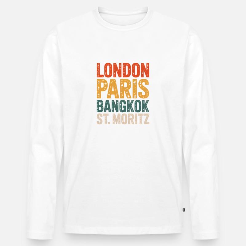St. Moritz Schweizer Graubünden - Männer Premium Bio Langarmshirt - Weiß