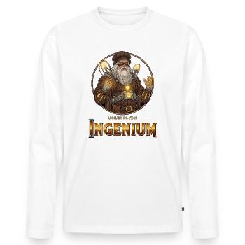 Ingenium Leonardo: Steampunk Sorcerer - Men's Premium Organic Long Sleeve Shirt - white - Front - Nico (187cm)