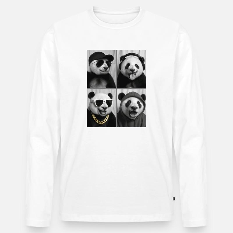Panda - Männer Premium Bio Langarmshirt - Weiß