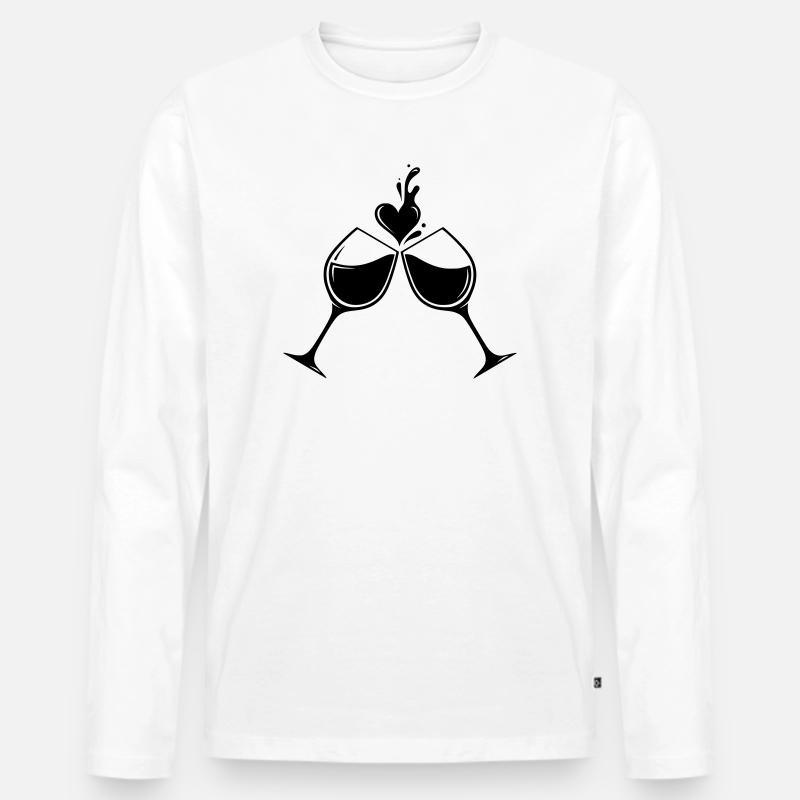 Weingläser Herz – Liebe & Genuss Design - Männer Premium Bio Langarmshirt - Weiß