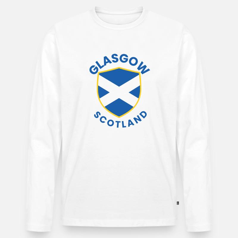 Glasgow Scottish Shield Design - Männer Premium Bio Langarmshirt - Weiß