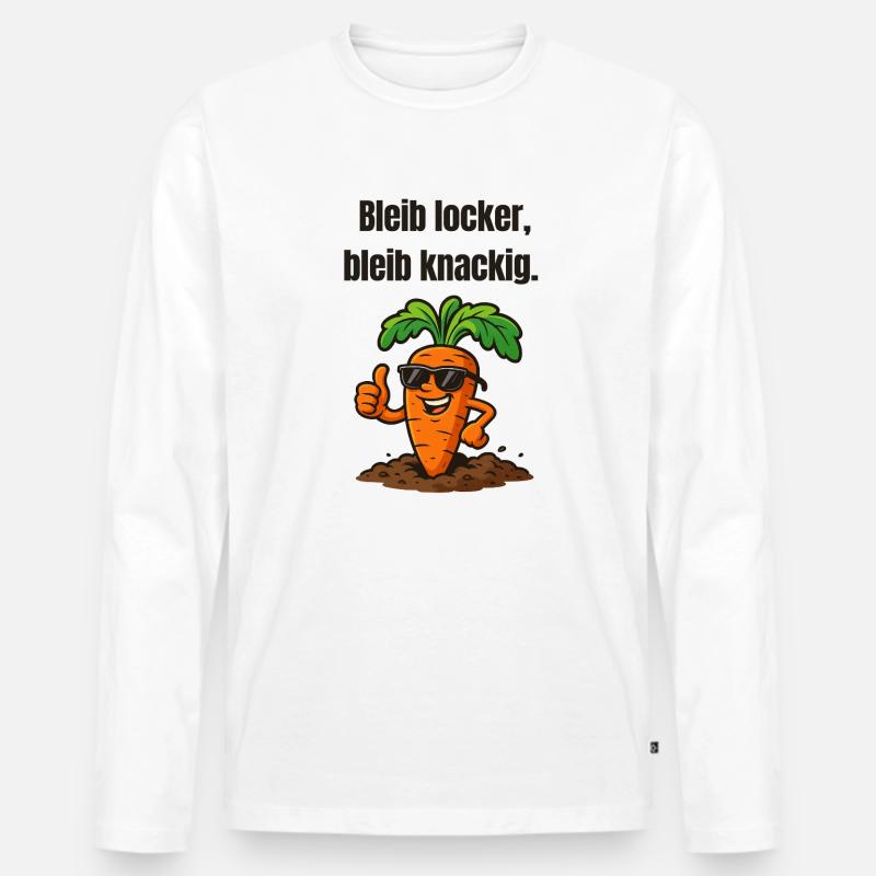 Karotte mit Stil: Locker Knackig - Männer Premium Bio Langarmshirt - Weiß