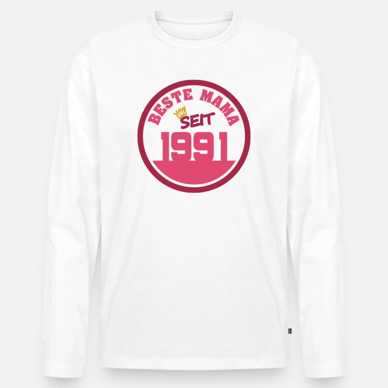 1991 - Männer Premium Bio Langarmshirt - Weiß