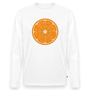 Vibrant Orange Slice Fruit Retro Citrus Art - Men's Premium Organic Long Sleeve Shirt - white - Front - Nico (187cm)