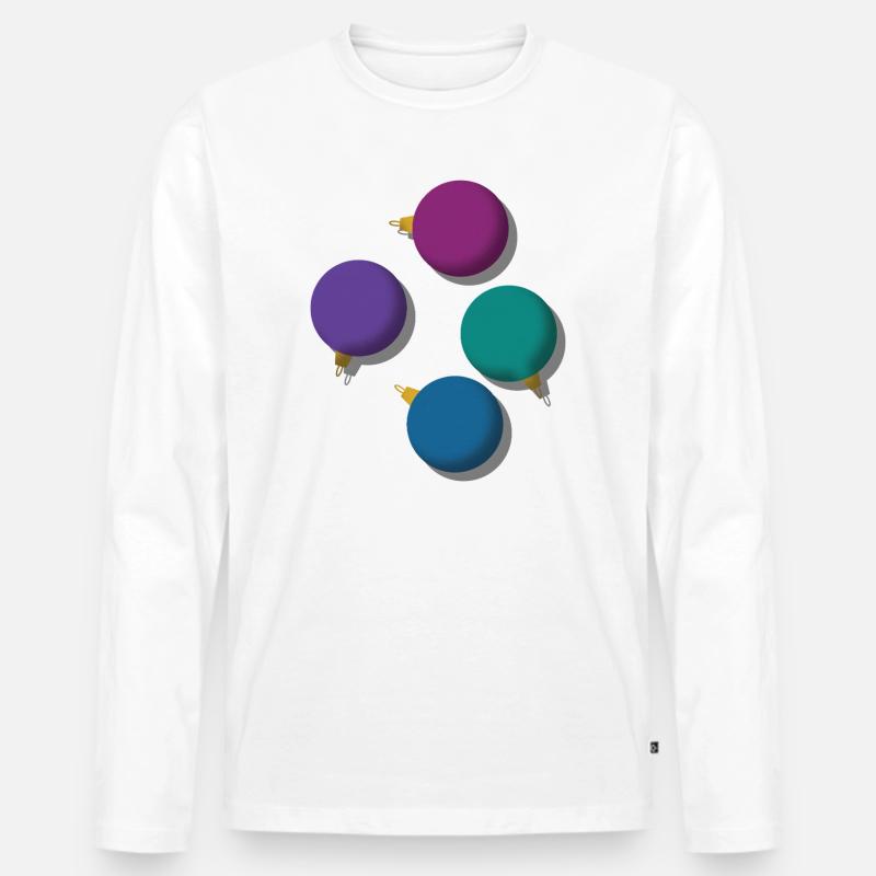 4 bunte Weihnachtskugeln  - Männer Premium Bio Langarmshirt - Weiß