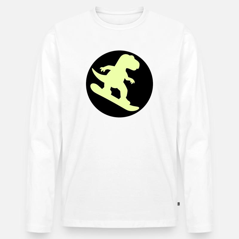 Kinder Snowboard Dinosaurier - Männer Premium Bio Langarmshirt - Weiß