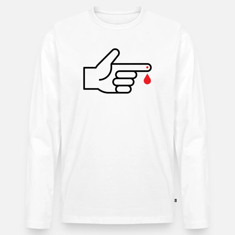 Blutzuckermessung, Blutzucker, Bluttest - Männer Premium Bio Langarmshirt - Weiß