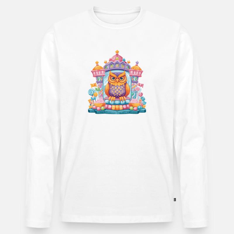 Zuckerkönigs-Eulenthron - Männer Premium Bio Langarmshirt - Weiß