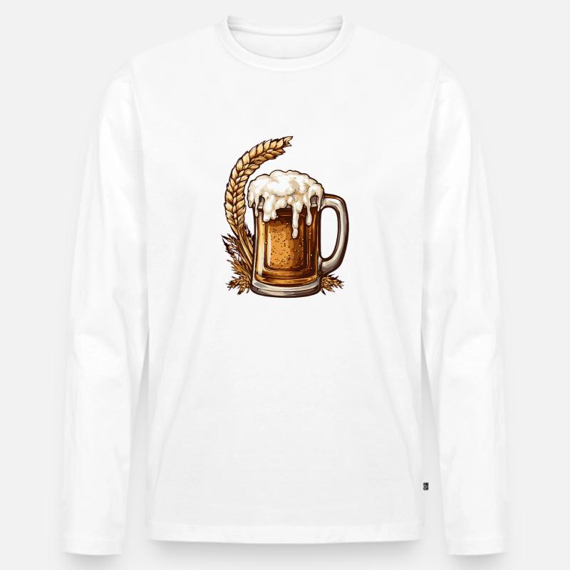 Bier Bierglas Weizenbier - Männer Premium Bio Langarmshirt - Weiß