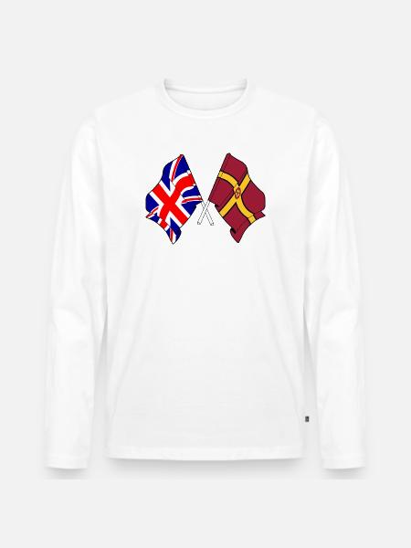Northamptonshire kreuzte Großbritannien - Männer Premium Bio Langarmshirt - Weiß