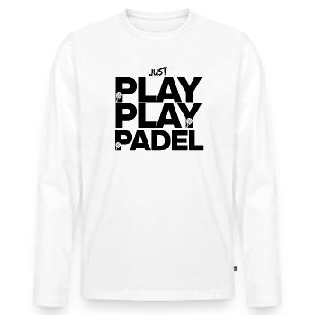 Jouez simplement au Padel – Feu sur le terrain ! Écrase-le ! - T-shirt manches longues Premium bio Homme - blanc - Devant - Nico (187cm)