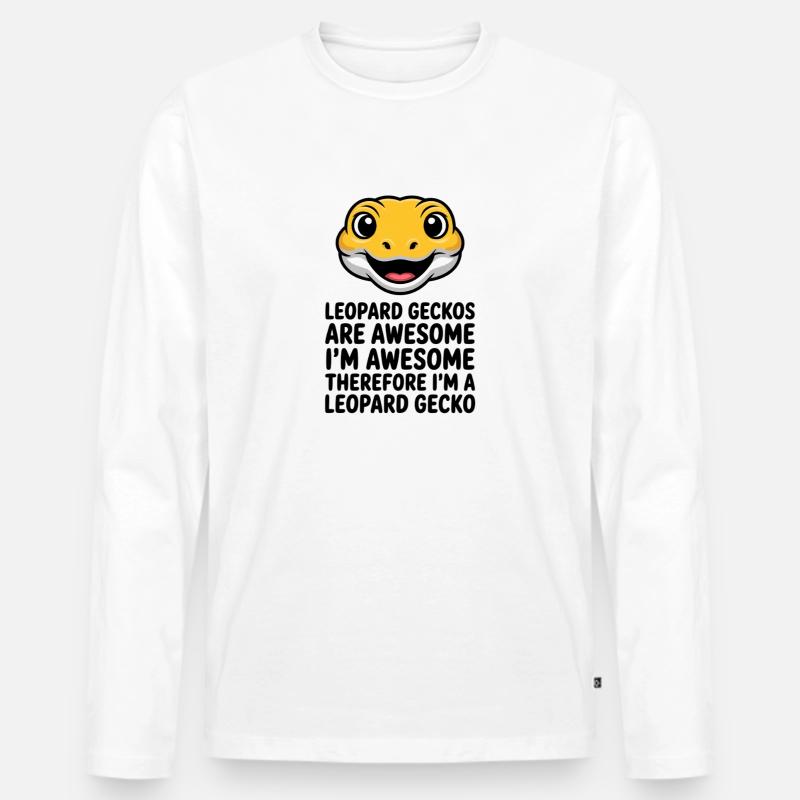 Leopardgekko-Cartoon-Lächeln - Männer Premium Bio Langarmshirt - Weiß