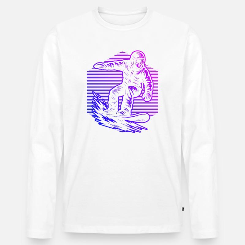 Charakterstarkes Snowboard Design - Männer Premium Bio Langarmshirt - Weiß