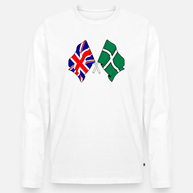 Devon & Great Britain Cross - Männer Premium Bio Langarmshirt - Weiß