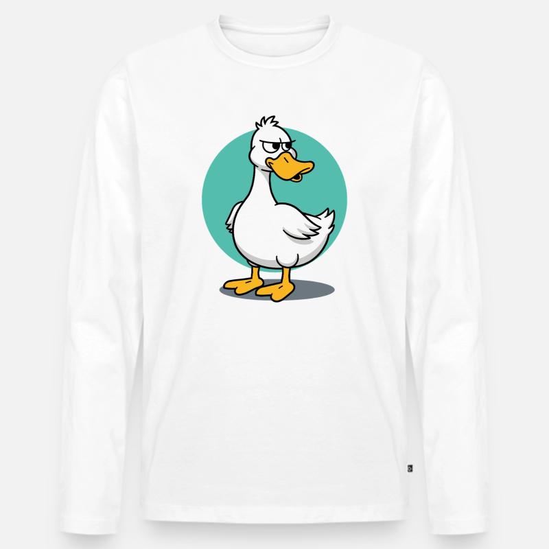Freche Gans mit wütendem Blick Illustration - Männer Premium Bio Langarmshirt - Weiß