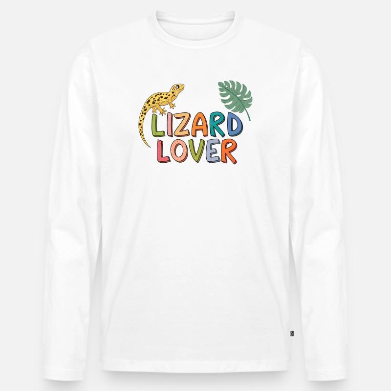 Lizard Lover Farben - Männer Premium Bio Langarmshirt - Weiß