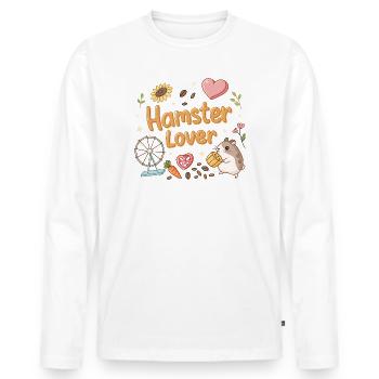Hamsterliebhaber: Kawaii Sweetness - Männer Premium Bio Langarmshirt - Weiß - Vorne - Nico (187cm)