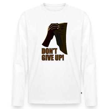 Gib nicht auf: Zerreiße Zweifel - Männer Premium Bio Langarmshirt - Weiß - Vorne - Nico (187cm)