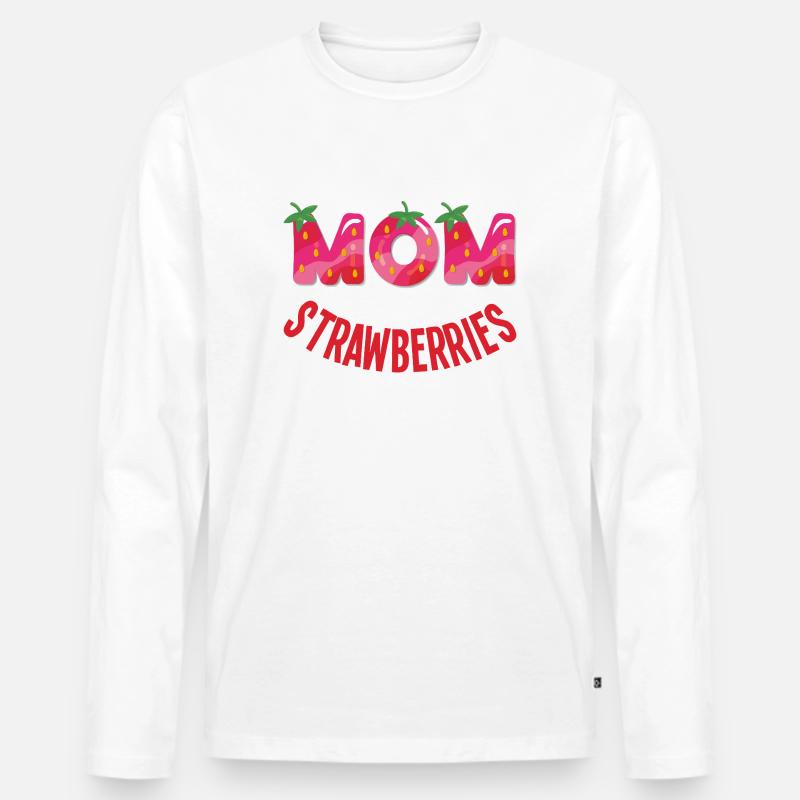 Nur eine Mama die Erdbeeren liebt - Männer Premium Bio Langarmshirt - Weiß