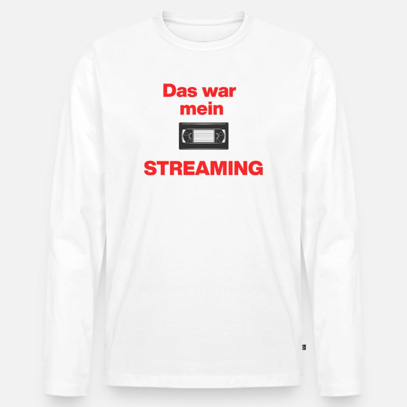 Das war Streaming, Videokasette früher, damals - Männer Premium Bio Langarmshirt - Weiß