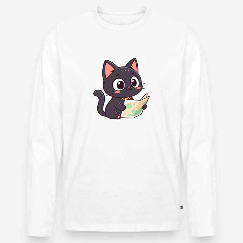 Lese- und Kartenchat - Männer Premium Bio Langarmshirt - Weiß