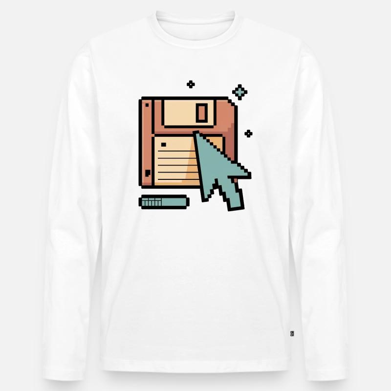 Floppy Disk Retro Internet - Männer Premium Bio Langarmshirt - Weiß