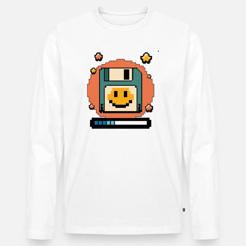 Floppy Disk Retro Internet - Männer Premium Bio Langarmshirt - Weiß