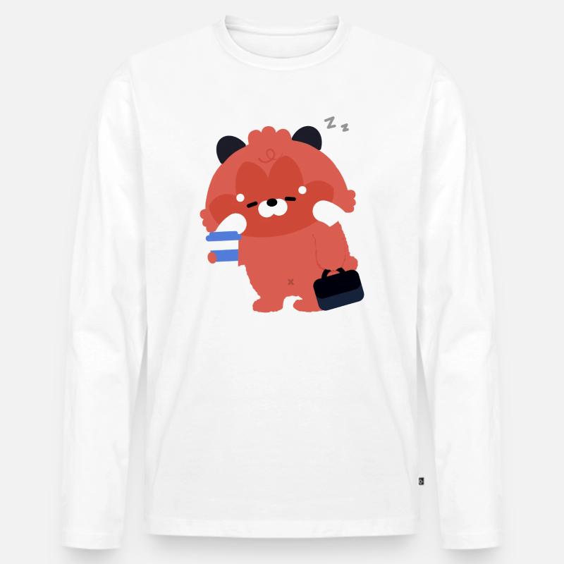 Kawaii Red Panda mit Kaffee - Männer Premium Bio Langarmshirt - Weiß